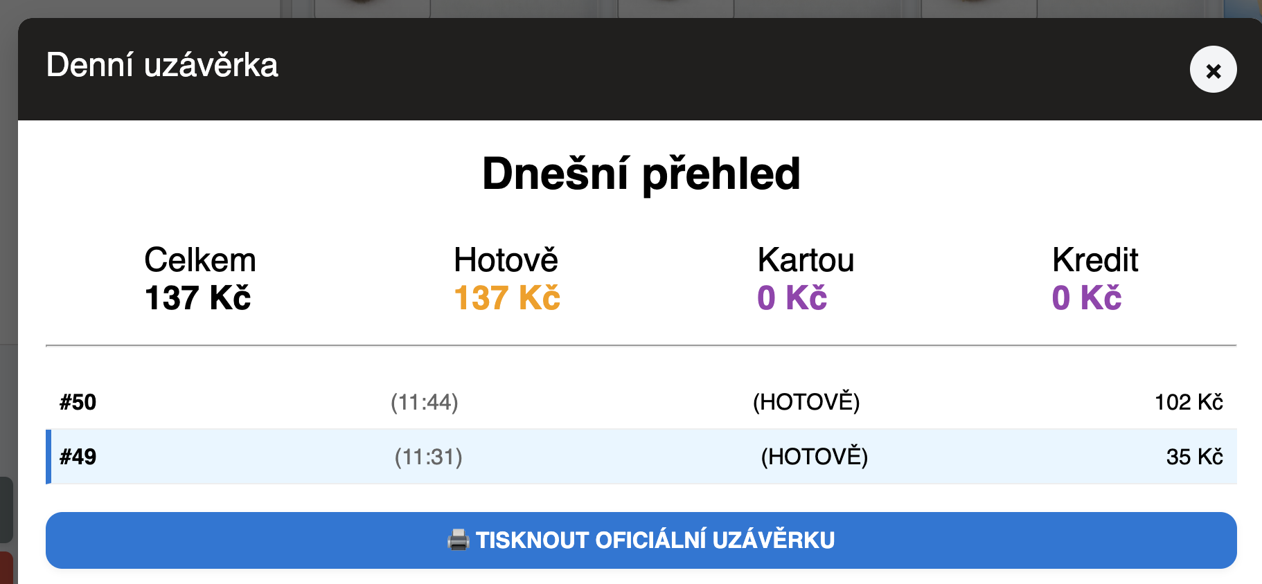 Denní uzávěrka
